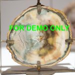 petrified wood slab with metal stand